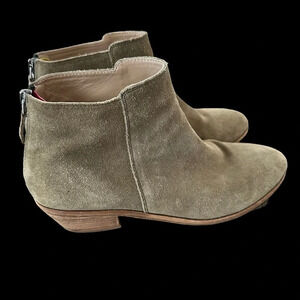 Joules Womens size US 9 Olive Green Suede Langham Short Boots Booties Zip Up